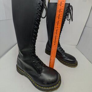 Dr. Martens Black Combat Boots, knee high, 17.5" height Size 10